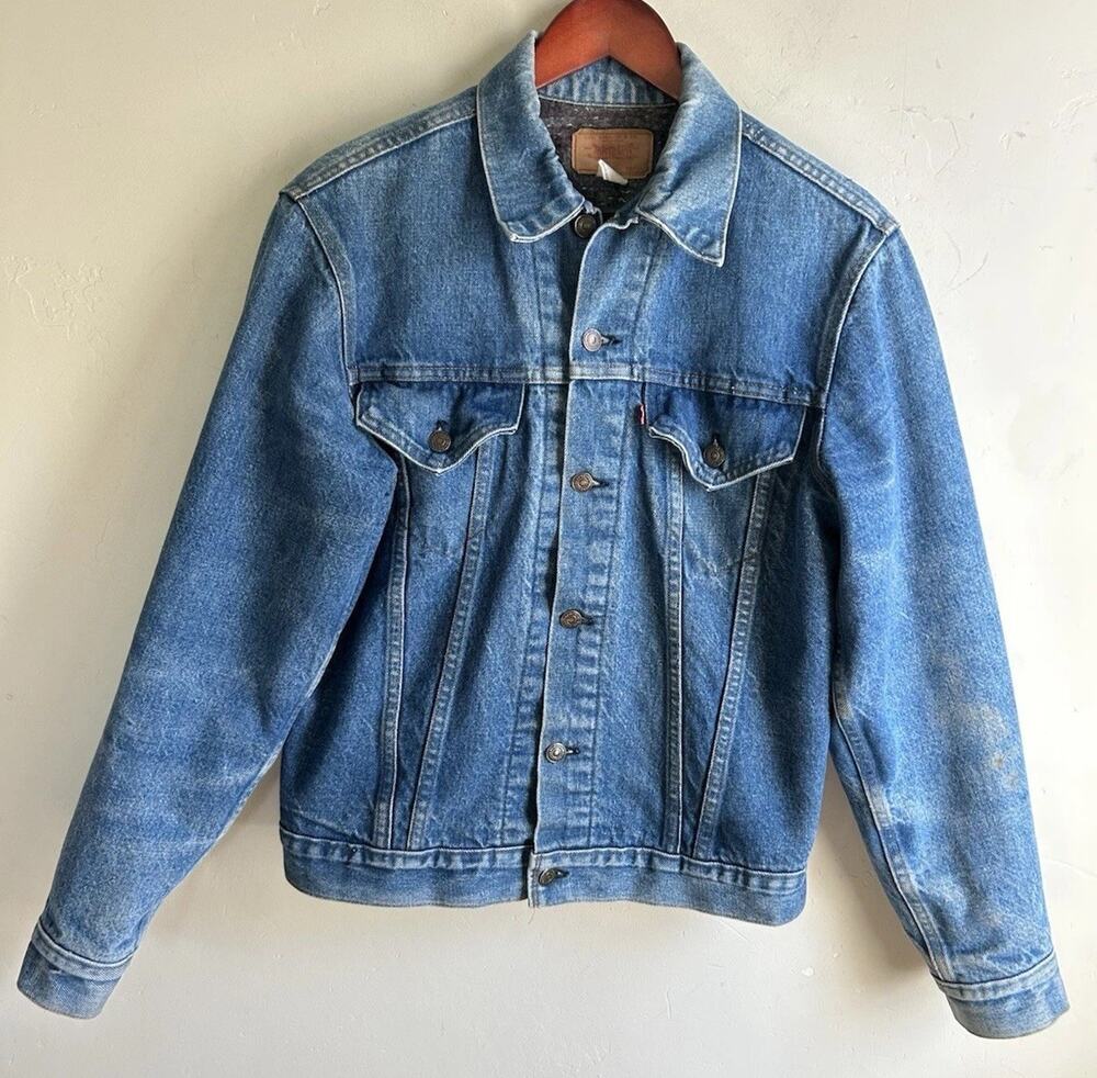 Vintage 80s Levi’s 71206 Denim Jacket Men 40L USA Blanket Lined Trucker